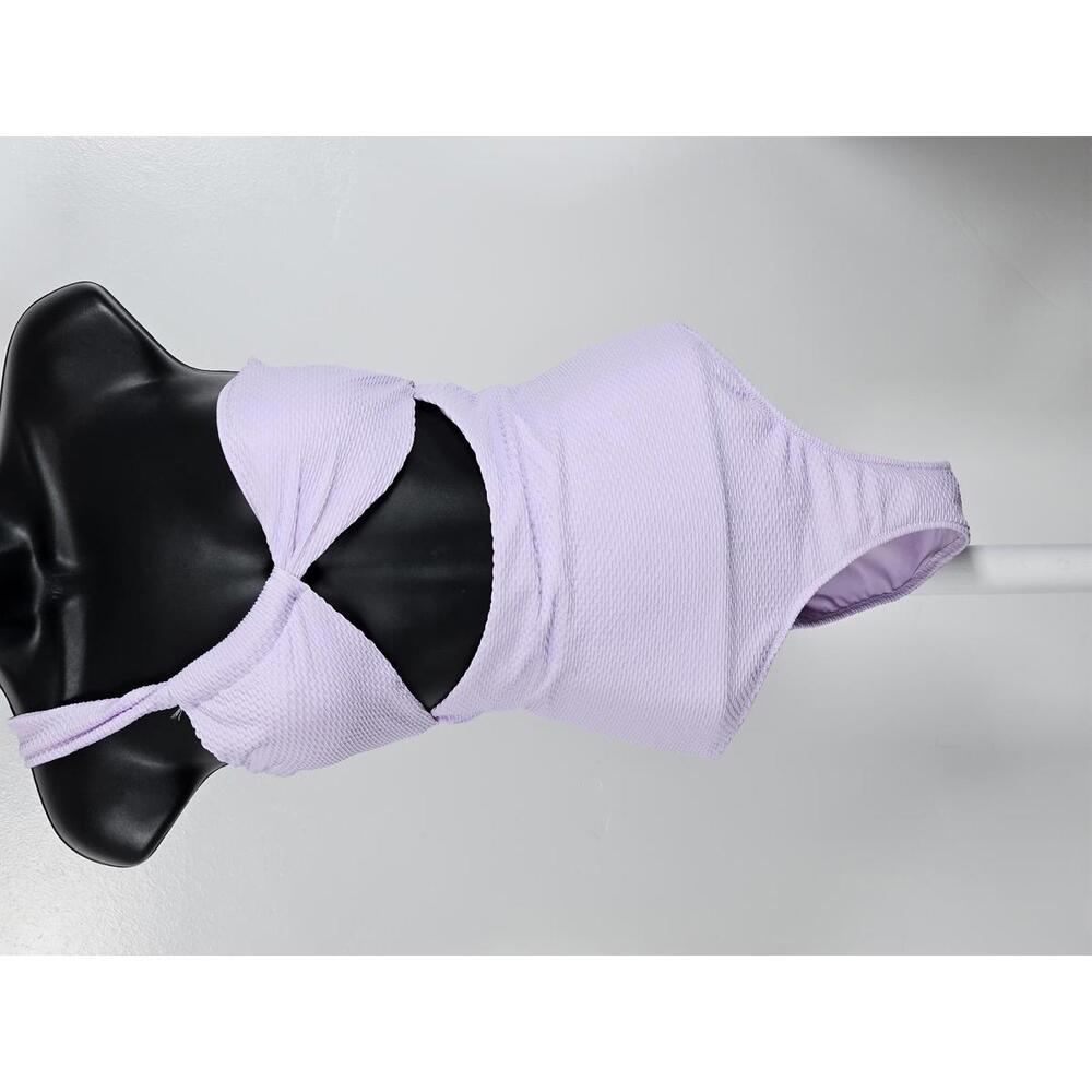 Aerie NWT Lilac One-Shoulder Textured Cutout Swimsuit